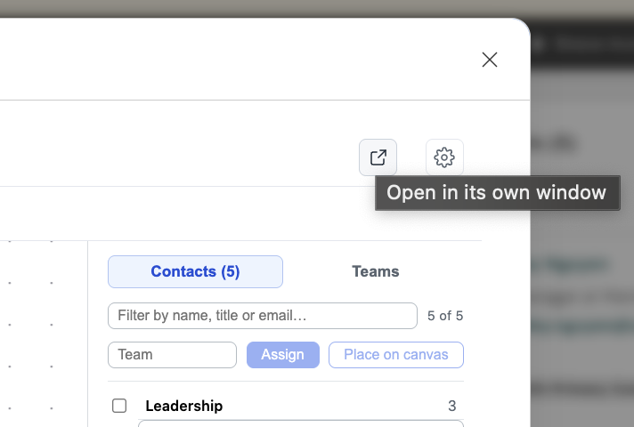 The editor's toolbar with the Open in its own window button and its tooltip